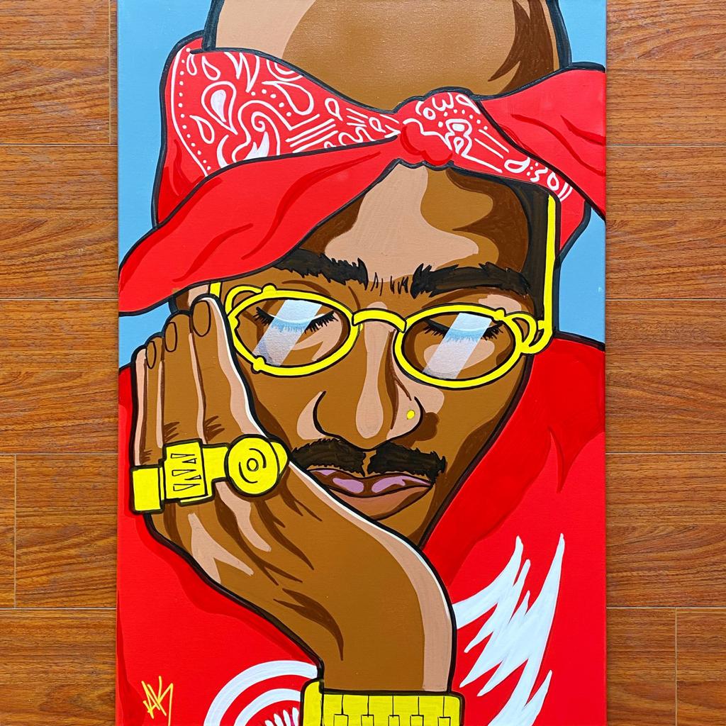 Red Tupac - Art Print 24x30 - Akeemraheem Art