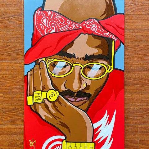 Red Tupac - Art Print 24x30 - Akeemraheem Art